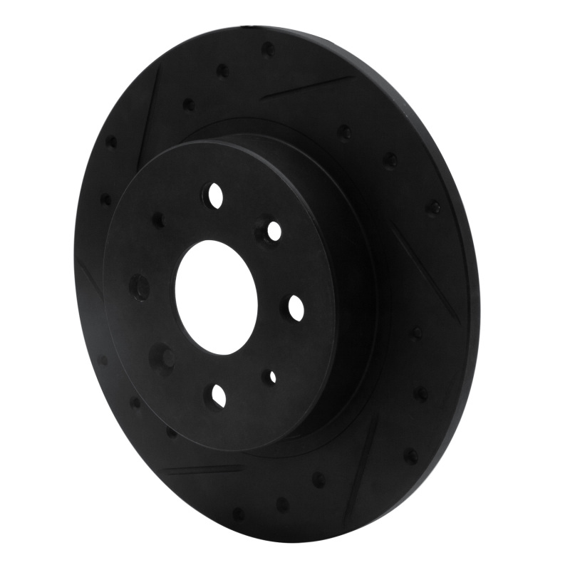 Kia Sephia Brake Rotor (1) - Rear Left - R1 Concepts - Drilled & Slotted - Black - `98-`03